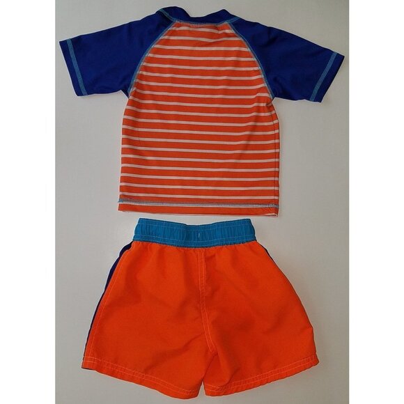 iXTREME Swim Shirt Shorts Baby 18 Months Trunks Rashguard Shark Blue Orange - Picture 7 of 8